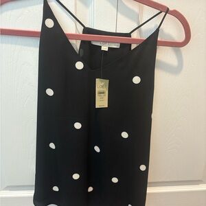 LOFT petite Black Polka Dot Women's Top